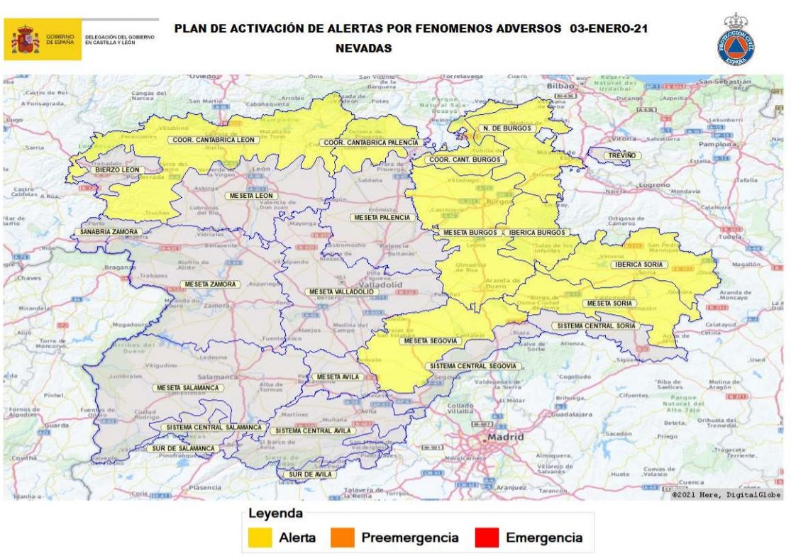 Activada la fase de alerta por acumulación de nieve en Burgos, Segovia y Soria.
DELEGACIÓN DEL GOBIERNO
