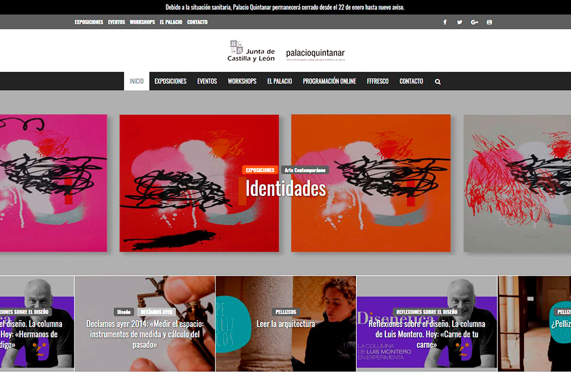 Página web donde aparece la programación del centro de innovación y desarrollo para el diseño y la cultura. / E.A.