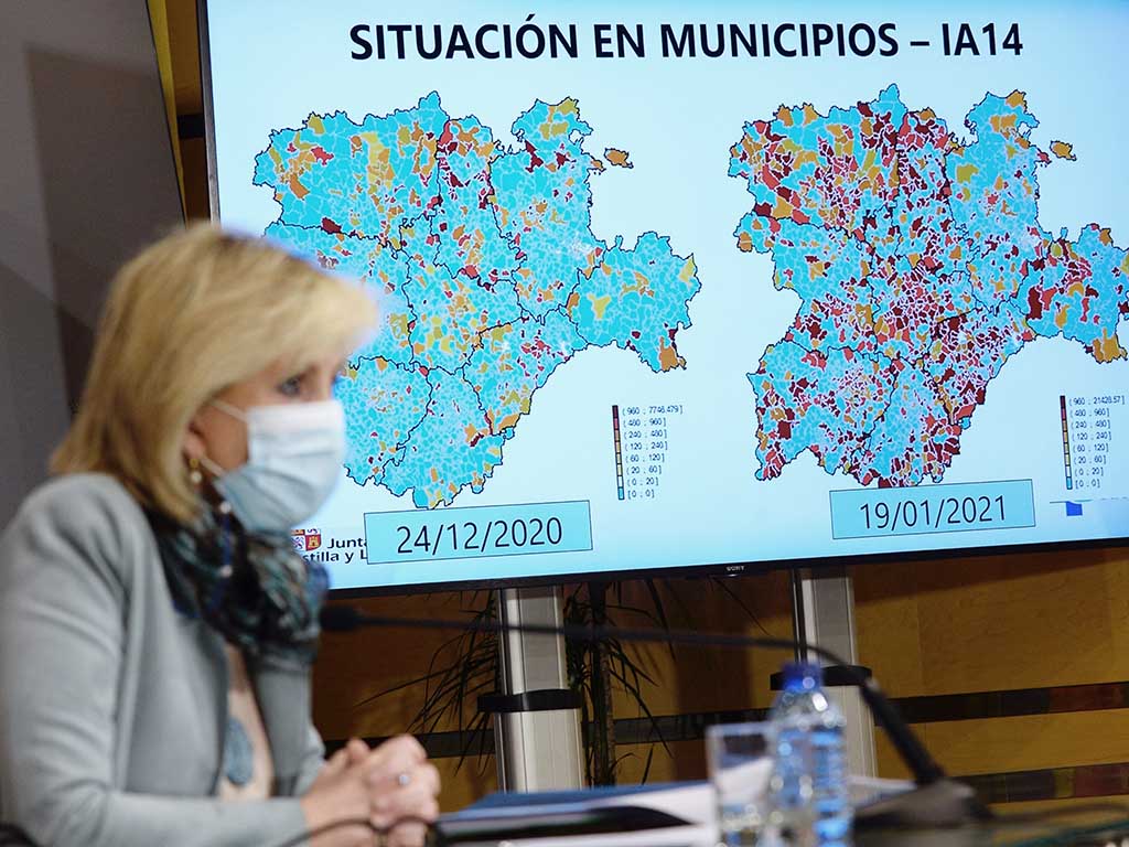 La consejera de Sanidad de la Junta de Castilla y León,Verónica Casado, comparece en rueda de prensa para informar sobre la situación de la covid en la Comunidad en plena tercera ola de la pandemia. EFE/NACHO GALLEGO