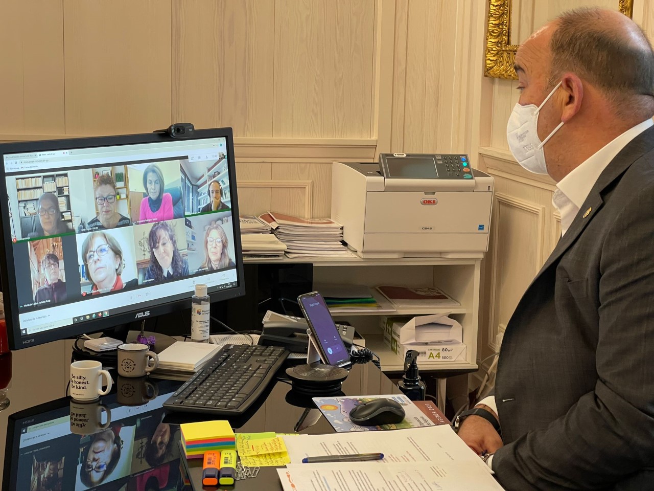 El presidente de la Diputación, Miguel Ángel de Vicente, durante la reunión telemática con SOS Turismo Rural. / EL ADELANTADO