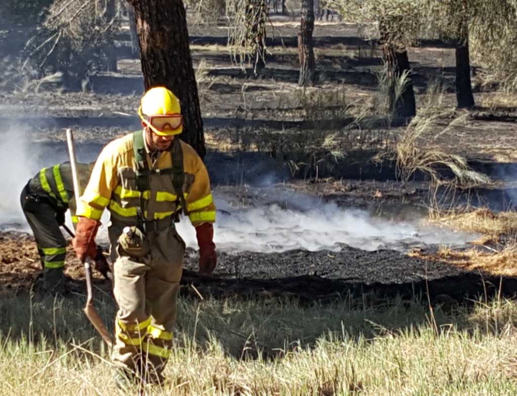 Trabajos de extincion en el incendio de Nieva de 2017