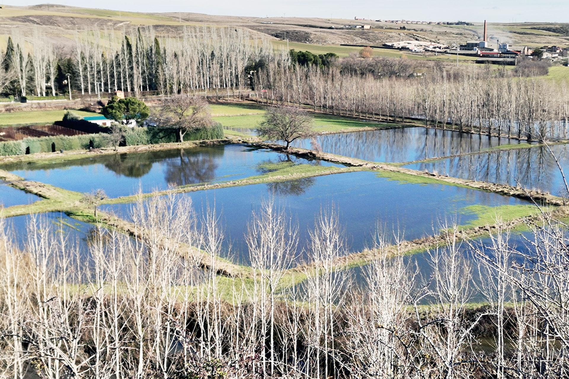 Zona de Los Lavaderos, en la parte baja de Zamarramala, donde se encuentra desbordado el Eresma