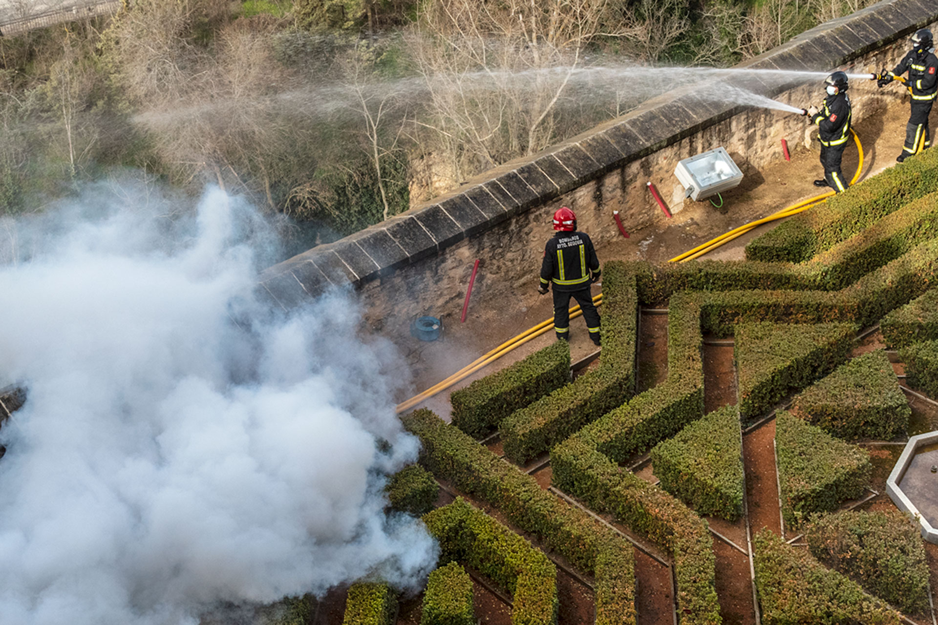 El Alcázar refuerza su blindaje contra el fuego 1 Alcazar Simulacro Incendio KAM2902