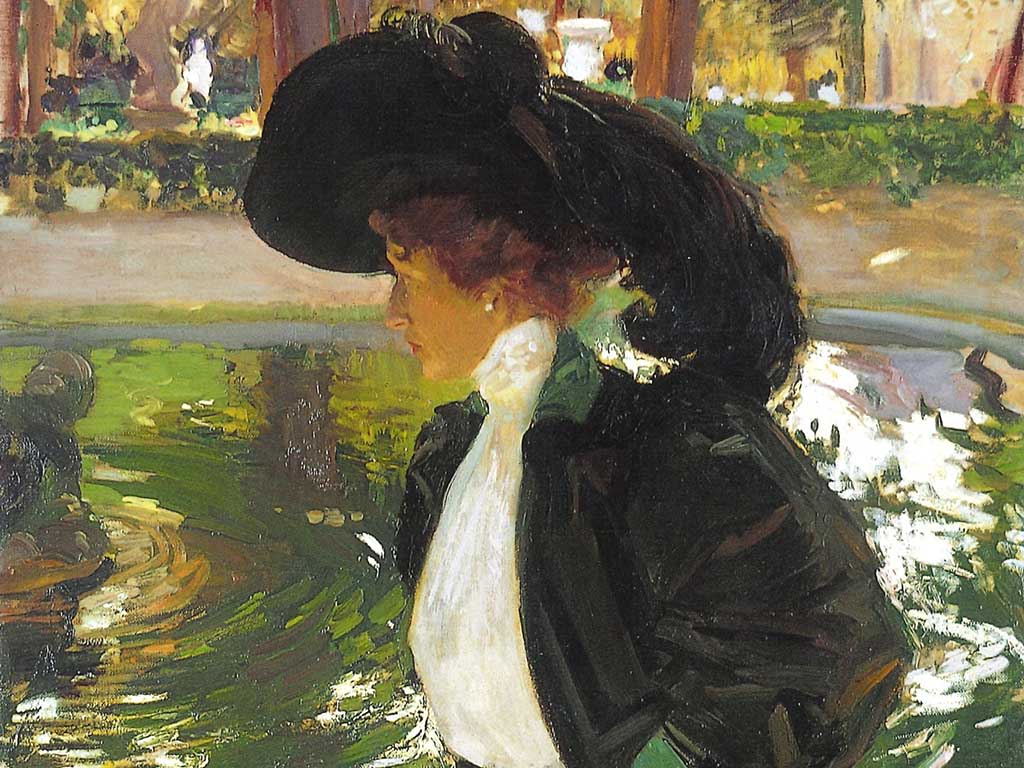 Clotilde paseando en los jardines de La Granja 1907 Joaquin Sorolla