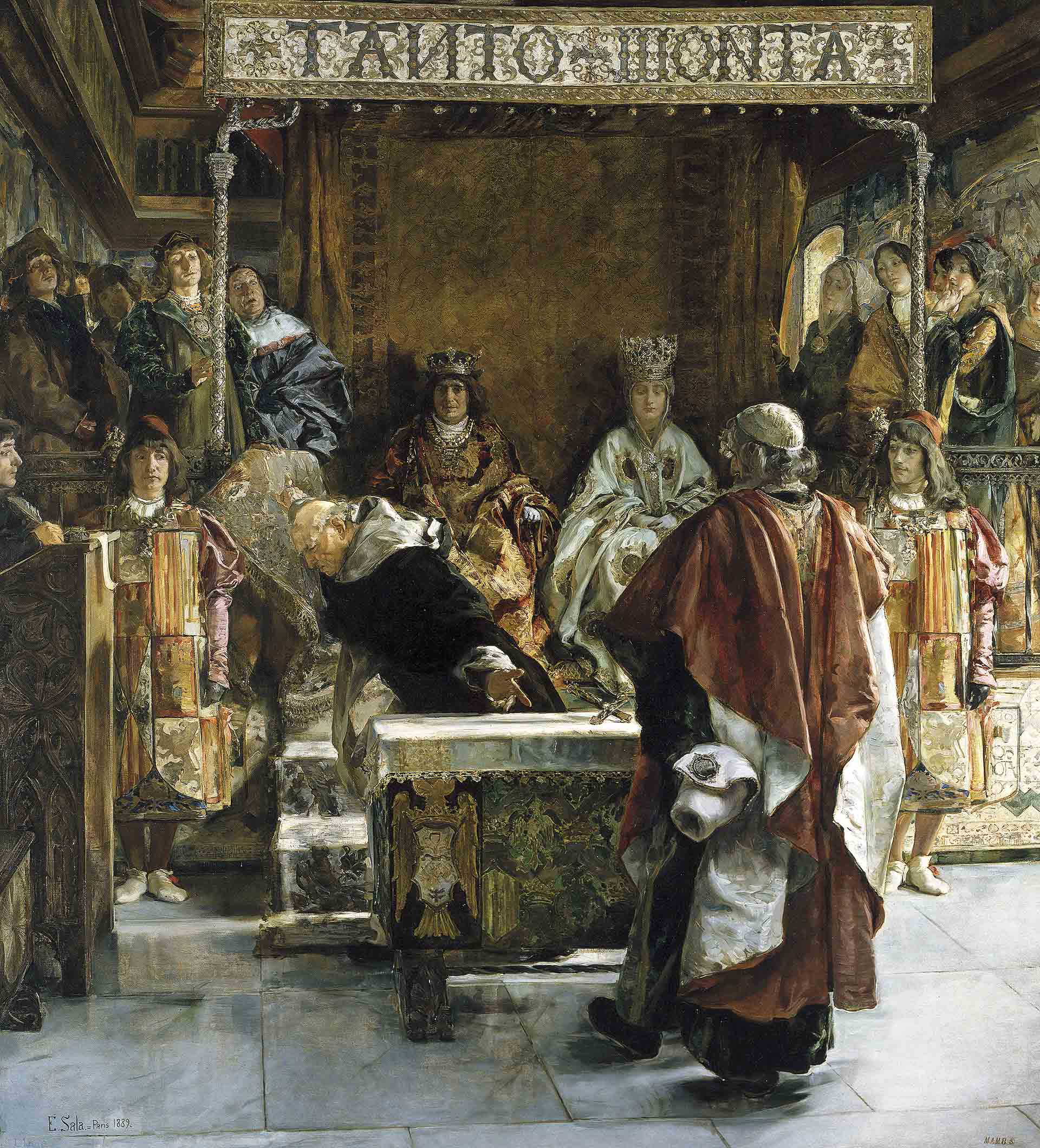Expulsión de los judíos de España (año de 1492). Emilio Sala. A la derecha, Torquemada.