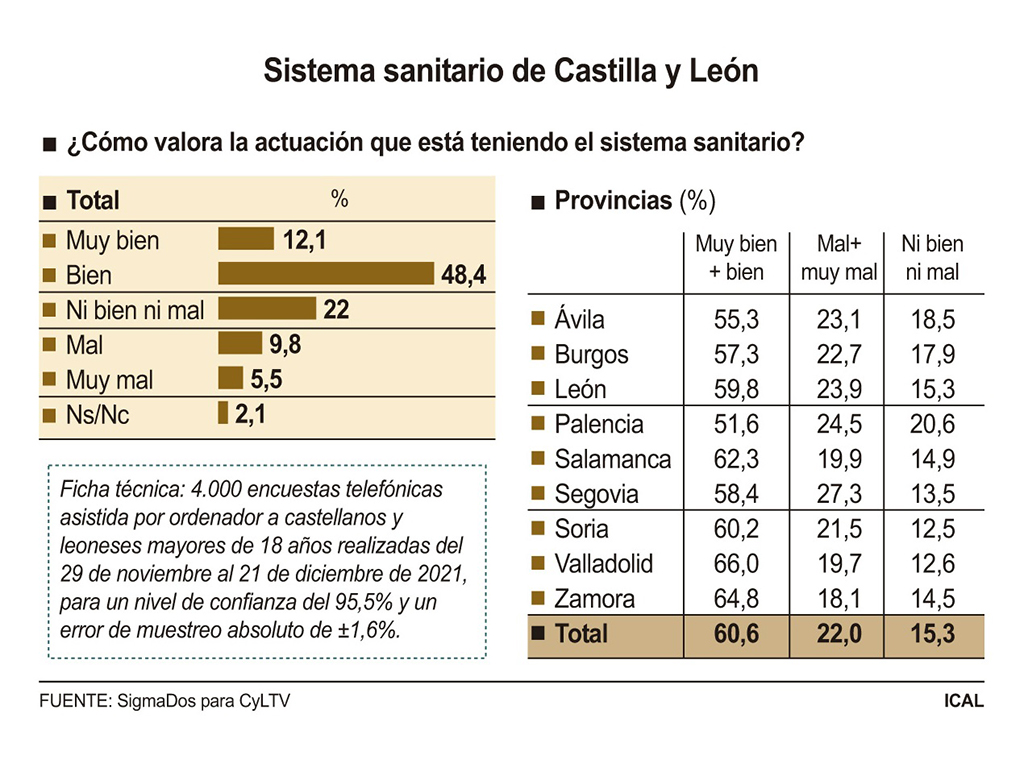 Grafico sistema sanitario Castilla y Leon ICAL