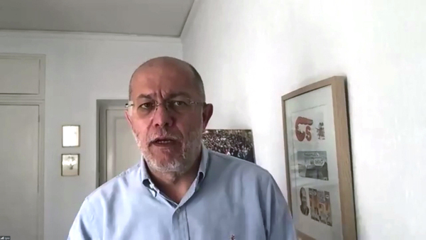 El candidato de Ciudadanos, Francisco Igea, interviene en una rueda de prensa de forma telemática.