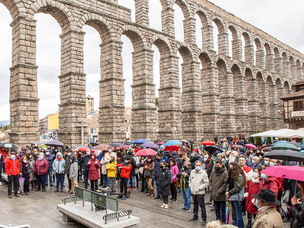 El Foro Social de Segovia convoca una concentración bajo el lema 'No a la Guerra'. / NEREA LLORENTE