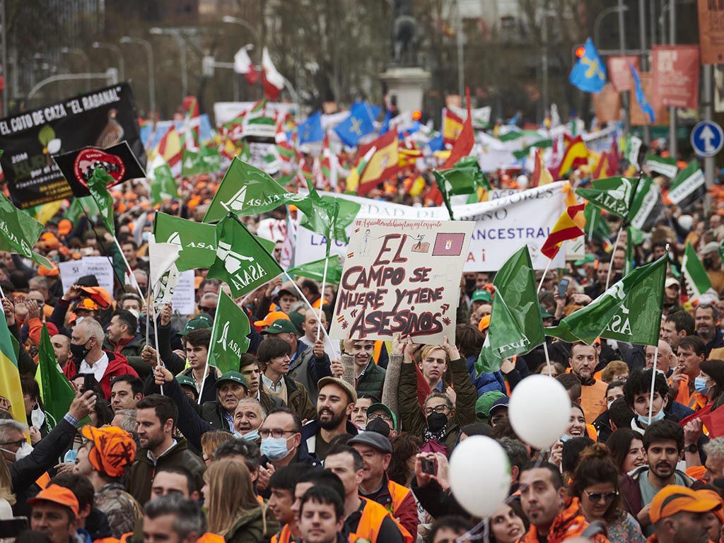 Miles de personas participan en la manifestación en defensa del mundo rural en Madrid. / EFE - LUCA PIERGIOVANNI