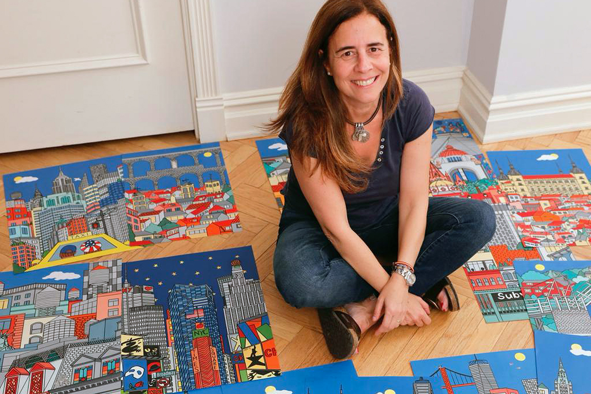 La segoviana expone en Nueva York una selección de dibujos de su primera serie dedicada al estado. / E.A.