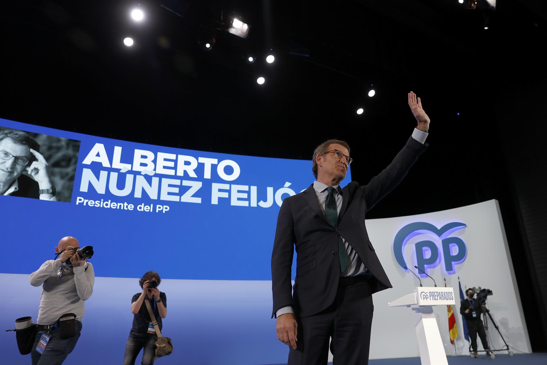 Alberto Núñez Feijóo, en XX Congreso Nacional del PP celebrado en Sevilla. / EFE/Julio Muñoz