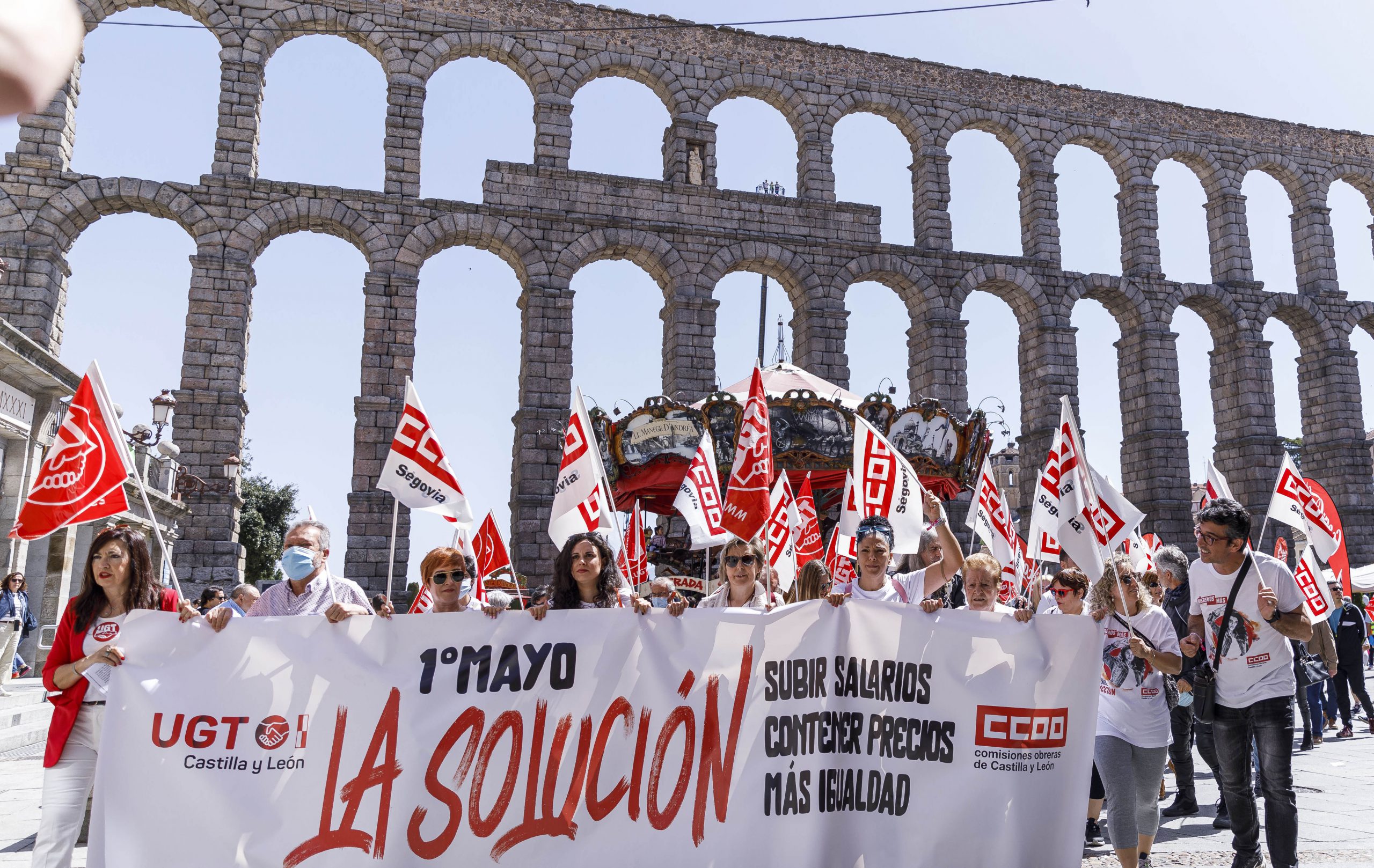 Concentración de UGT y CCOO en Segovia, en el Día del Trabajo. / NACHO VALVERDE - ICAL