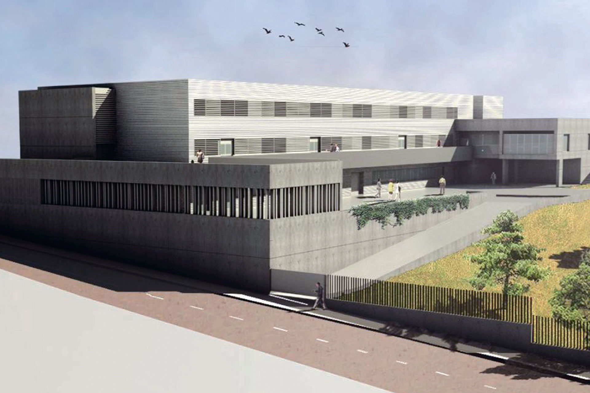 Imagen del proyecto del centro para ciclos formativos que sustituirá al actual IES Ezequiel González. / EA