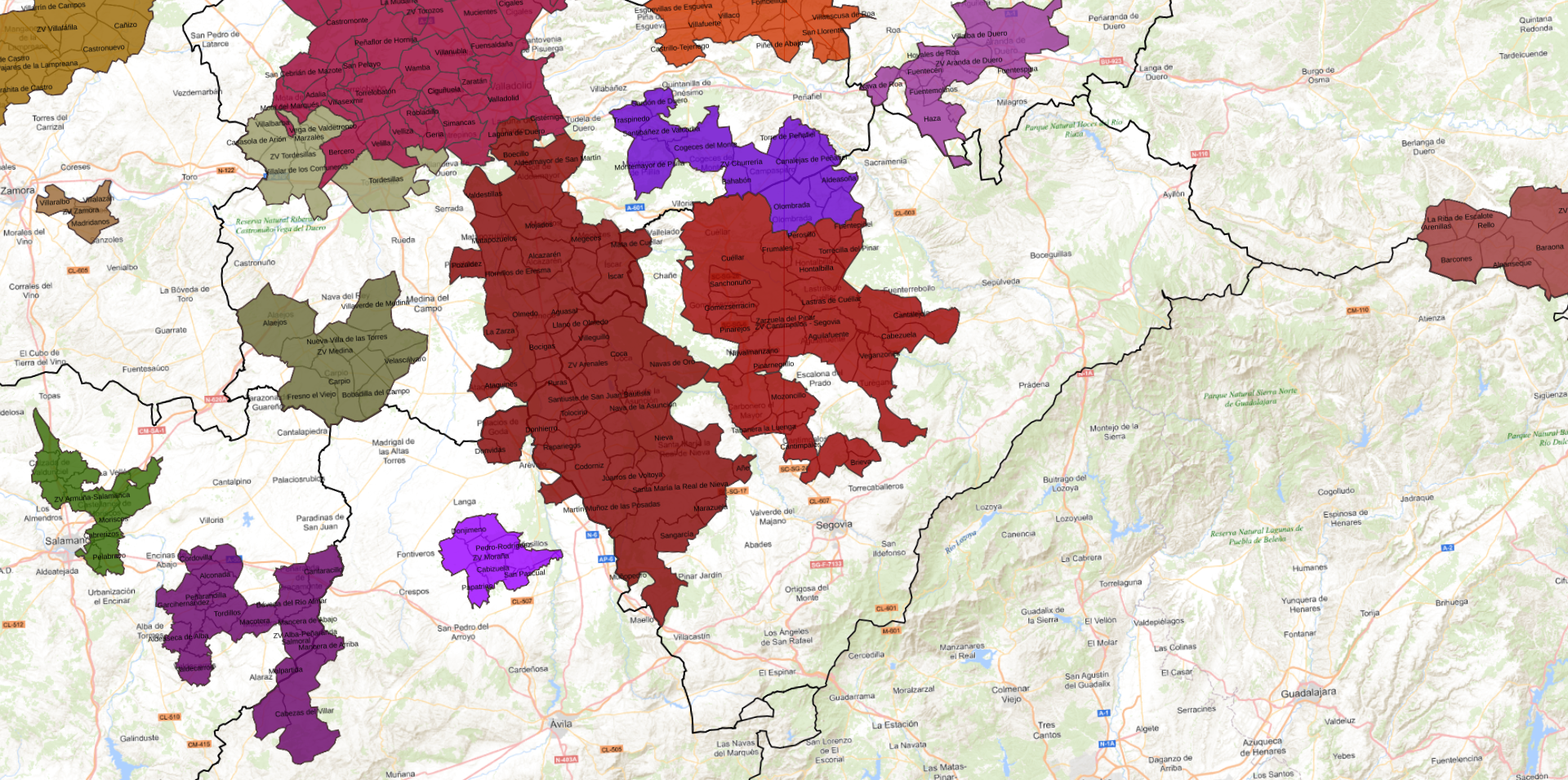 La Junta de Castilla y León contabilizó en el año 2020 un total de 65 municipios segovianos vulnerables a la contaminación de las aguas por nitratos de origen agrario. / JCYL