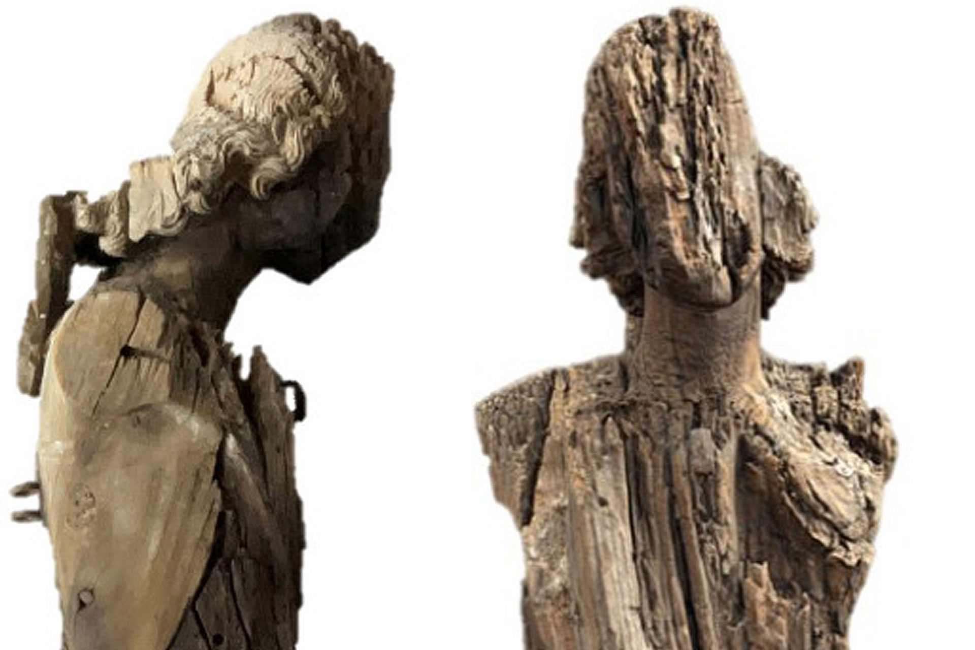 Estado actual de los restos que se conservan de la talla de San Sebastián. / E.A.