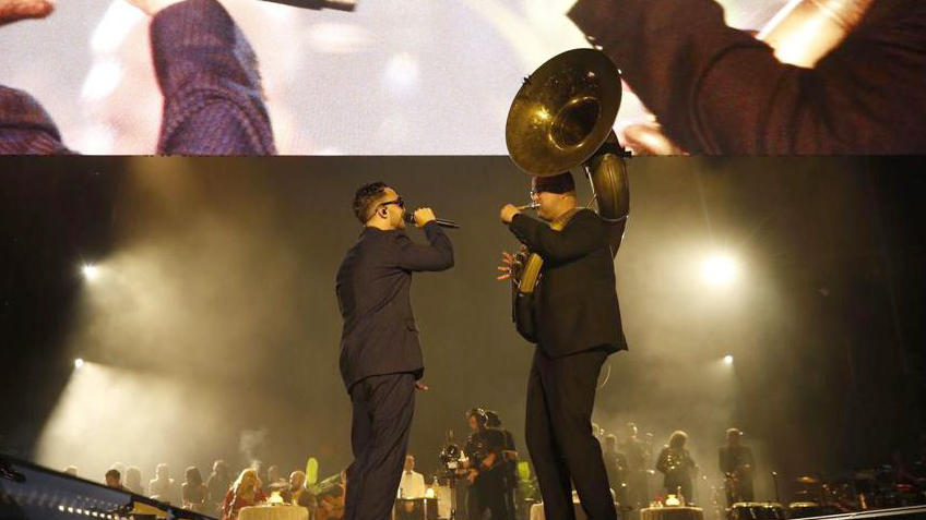 C Tangana junto Álvaro Zarzuela en el festival Boombastic. / INE