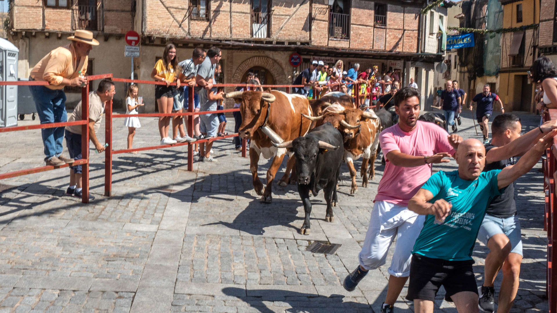 La entrada de las reses de un encierro en la plaza de San Lorenzo,. conjunto histórico. / Nerea Llorente