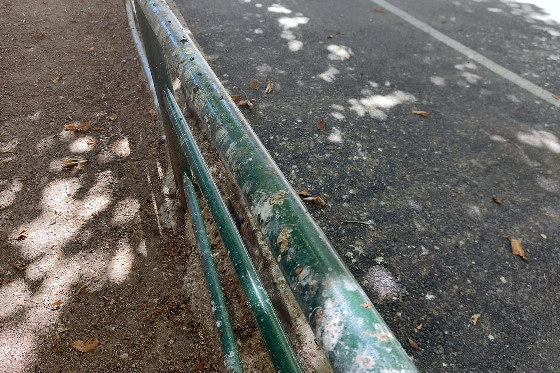 Las vallas del Parque Infantil de Tráfico, llenas de excrementos./EL ADELANTADO