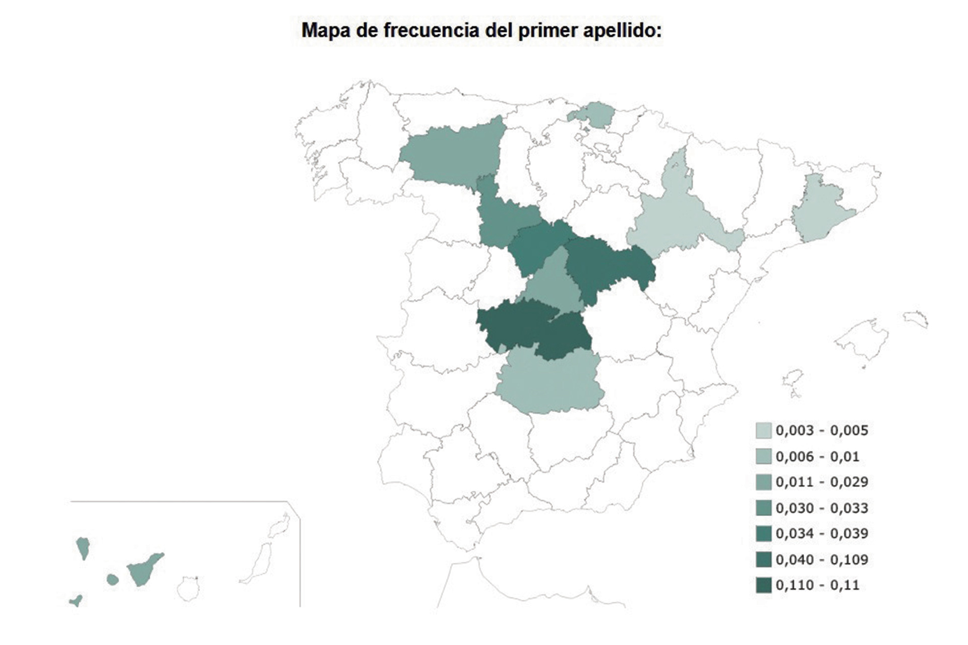 FUENTE: INSTITUTO NACIONAL DE ESTADÍSTICA. FRECUENCIA DE APELLIDOS EN ESPAÑA POR LUGAR DE RESIDENCIA.