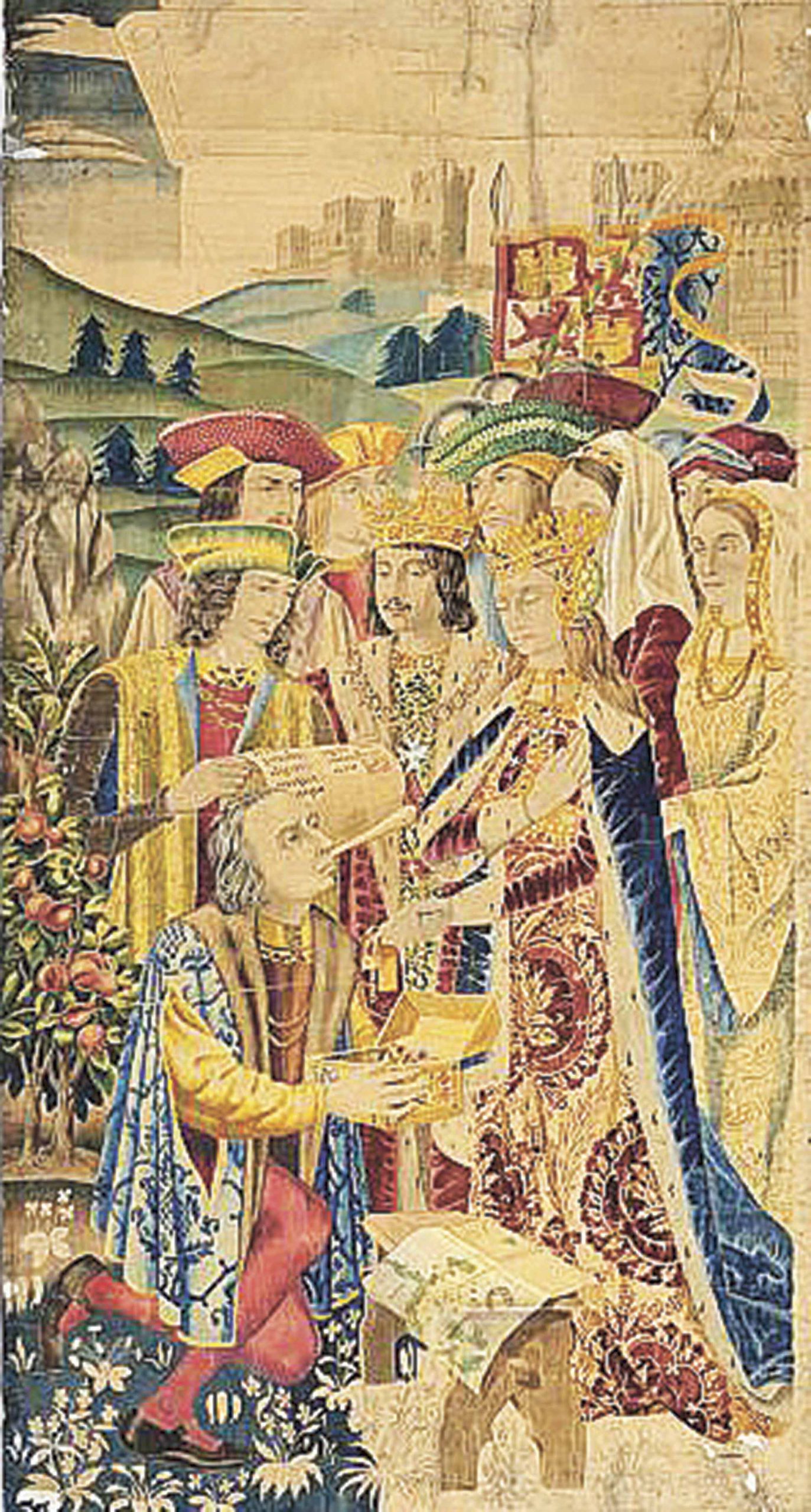 ‘Cristóbal Colón arrodillado ante los Reyes Católicos’, de Basustino Álvarez.