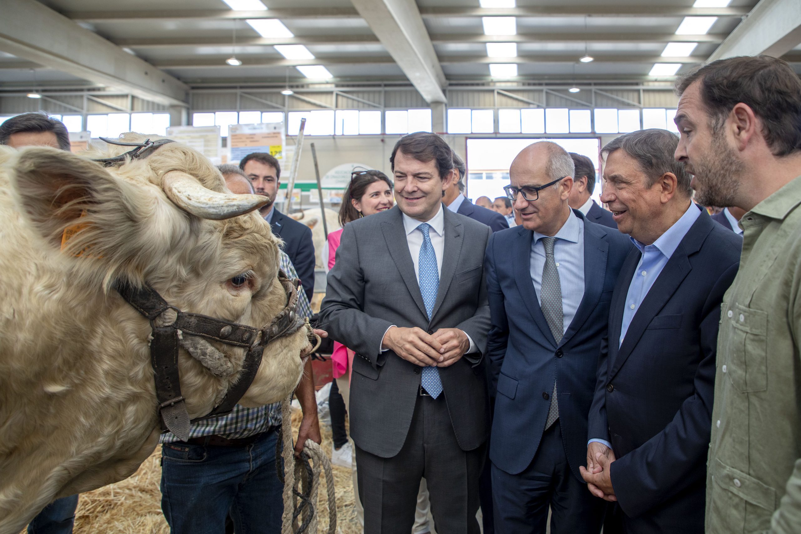 El presidente de la Junta de Castilla y León, Alfonso Fernández Mañueco, acompañado del Ministro de Agricultura, Pesca y Alimentación (MAPA), Luis Planas, y del presidente de la Diputación de Salamanca, Javier Iglesias, inaugura la Feria del Sector Agropecuario Salamaq 2022 y la 33 Exposición Internacional de Ganado Puro. / DAVID ARRANZ - ICAL
