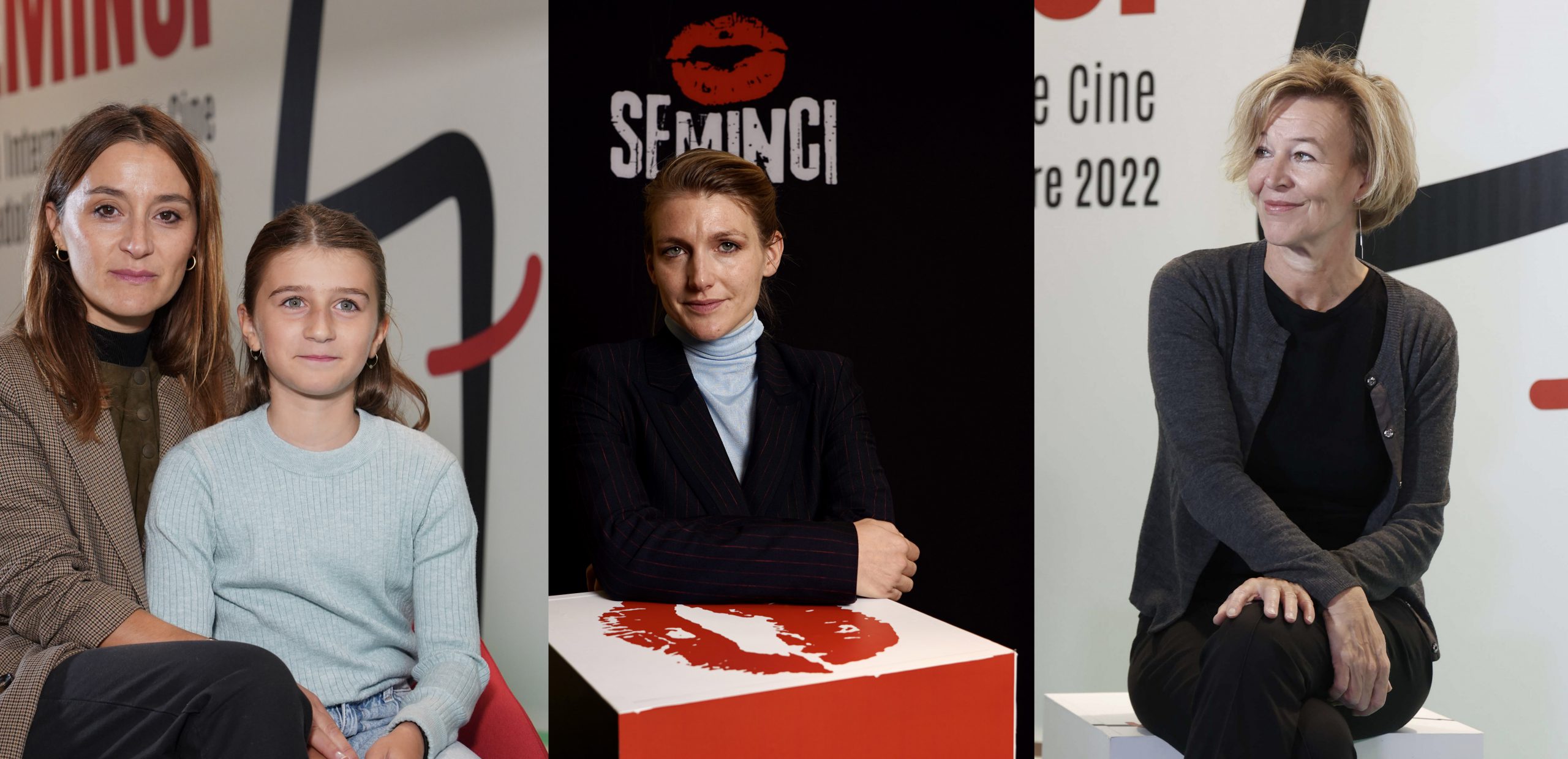 Cristèle Alves con la actriz Lua Michel, Charlotte Vandermeersch y Trine Piil. / Miriam Chacón