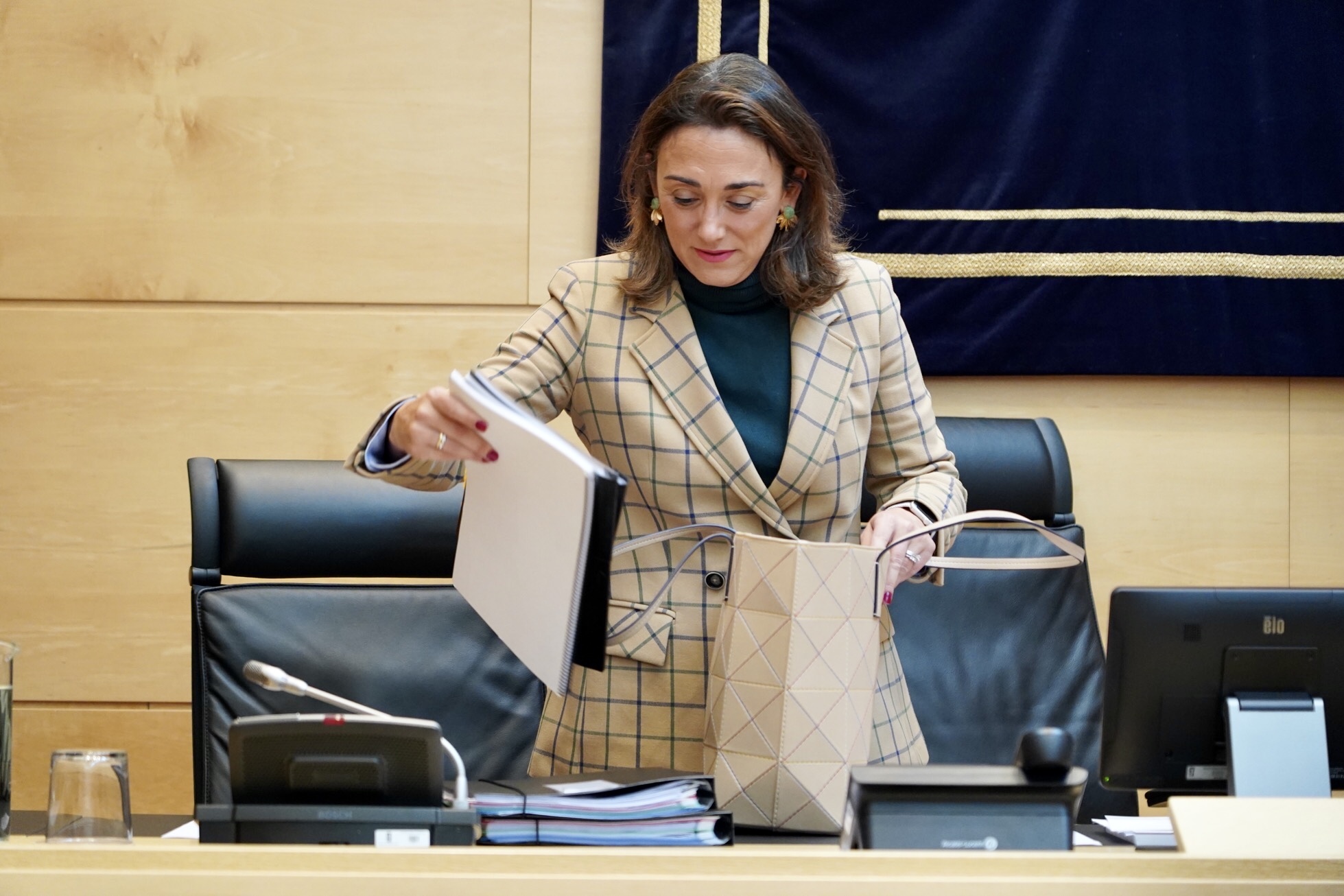 La consejera de Movilidad y Transformación Digital, María González Corral, ayer en las Cortes. / Leticia Pérez