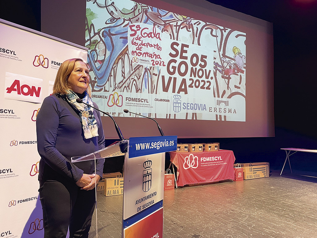 Marian Rueda, durante la presentación de la Gala de Montaña que se celebró en Segovia./ EL ADELANTADO