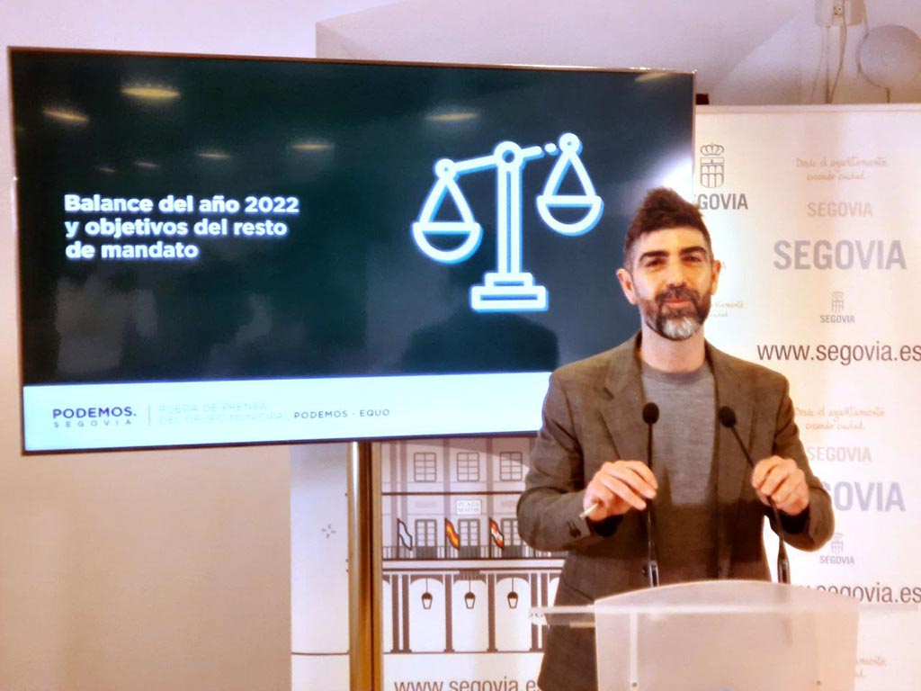 El portavoz de Podemos en el Ayuntamiento de Segovia, Guillermo San Juan, realiza balance del 2022. / EL ADELANTADO