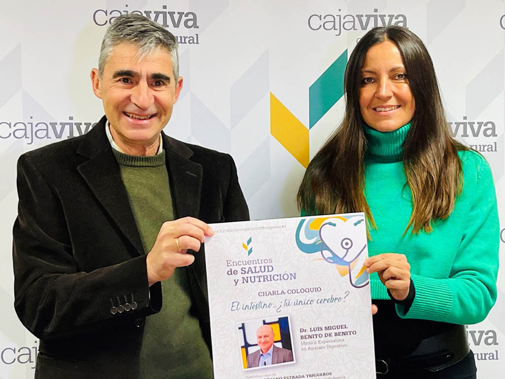 Javier Tejedor, presidente de la Asociación 'Andrés Laguna', y Beatriz Serrano, directora de la Fundación Caja Rural, durante la presentación de los Encuentros de Salud y Nutrición. / EL ADELANTADO