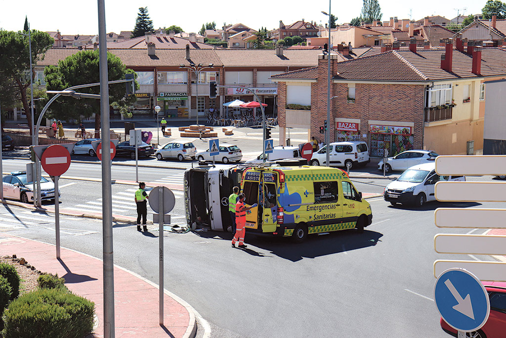Accidente de un trabajador del sector del transporte ocurrido en julio del año pasado en el casco urbano de La Lastrilla. / Paula Quitral