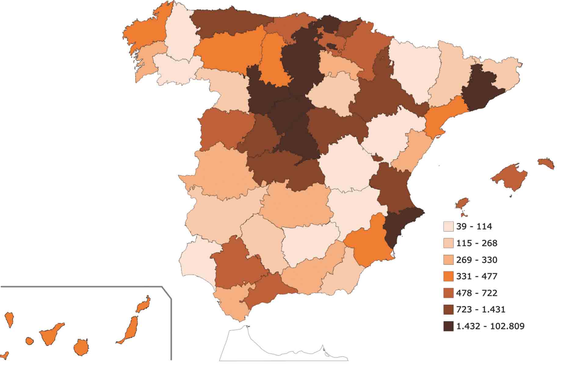 web mapa segovianos por Espana