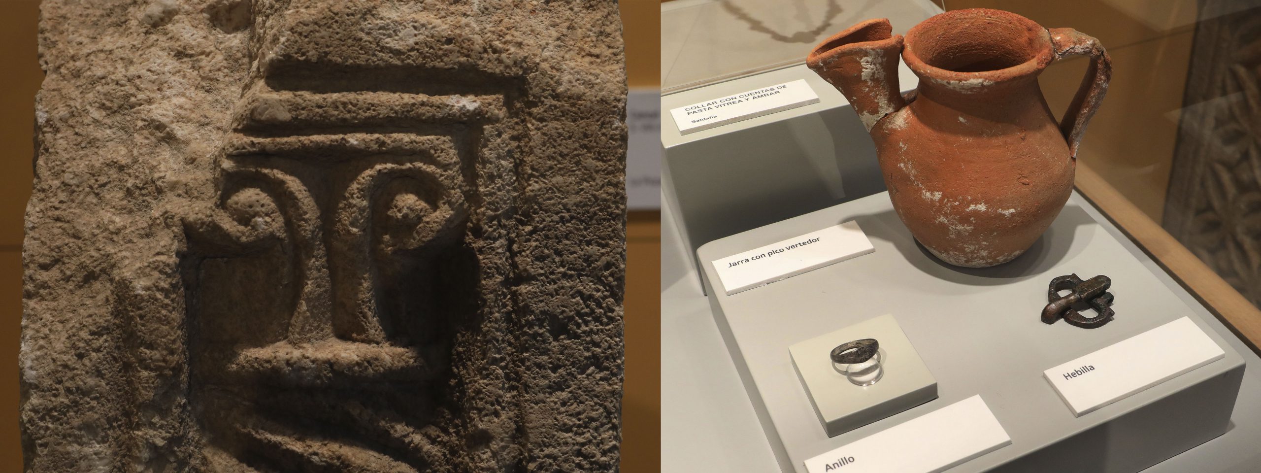 Un capitel y parte de un ajuar funerario visigodo son algunos de los hallazgos mostrados en la exposición. / Brágimo