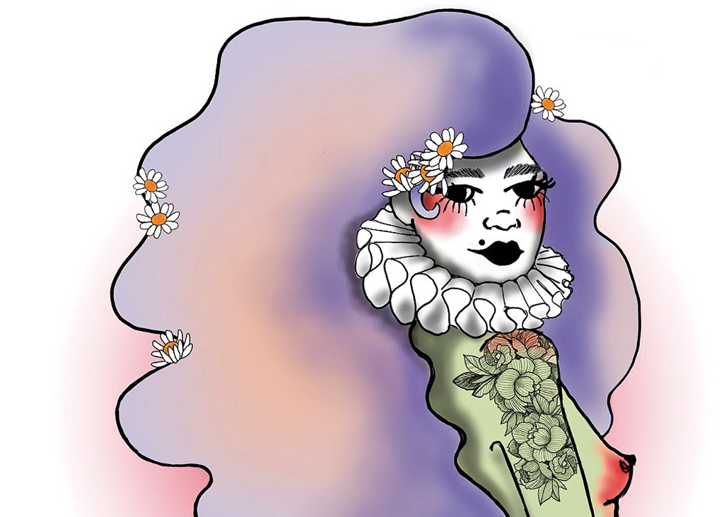 Detalle de la ilustración del cartel de la exposición de Pepita Sin Pulgar que puede verse en la Casa Joven.