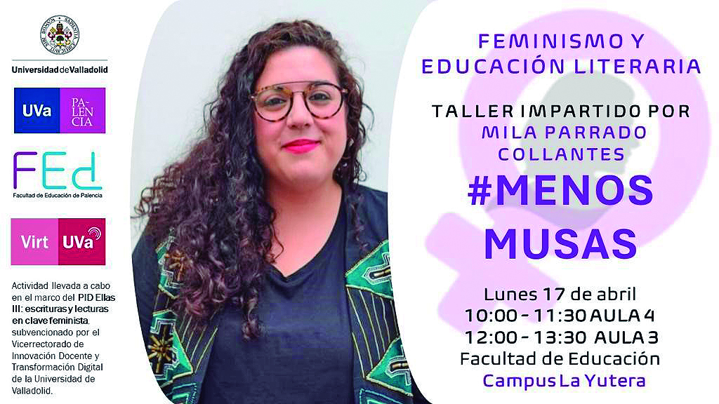 Cartel del taller #MenosMusas (Autora: Belén Mateos Blanco).