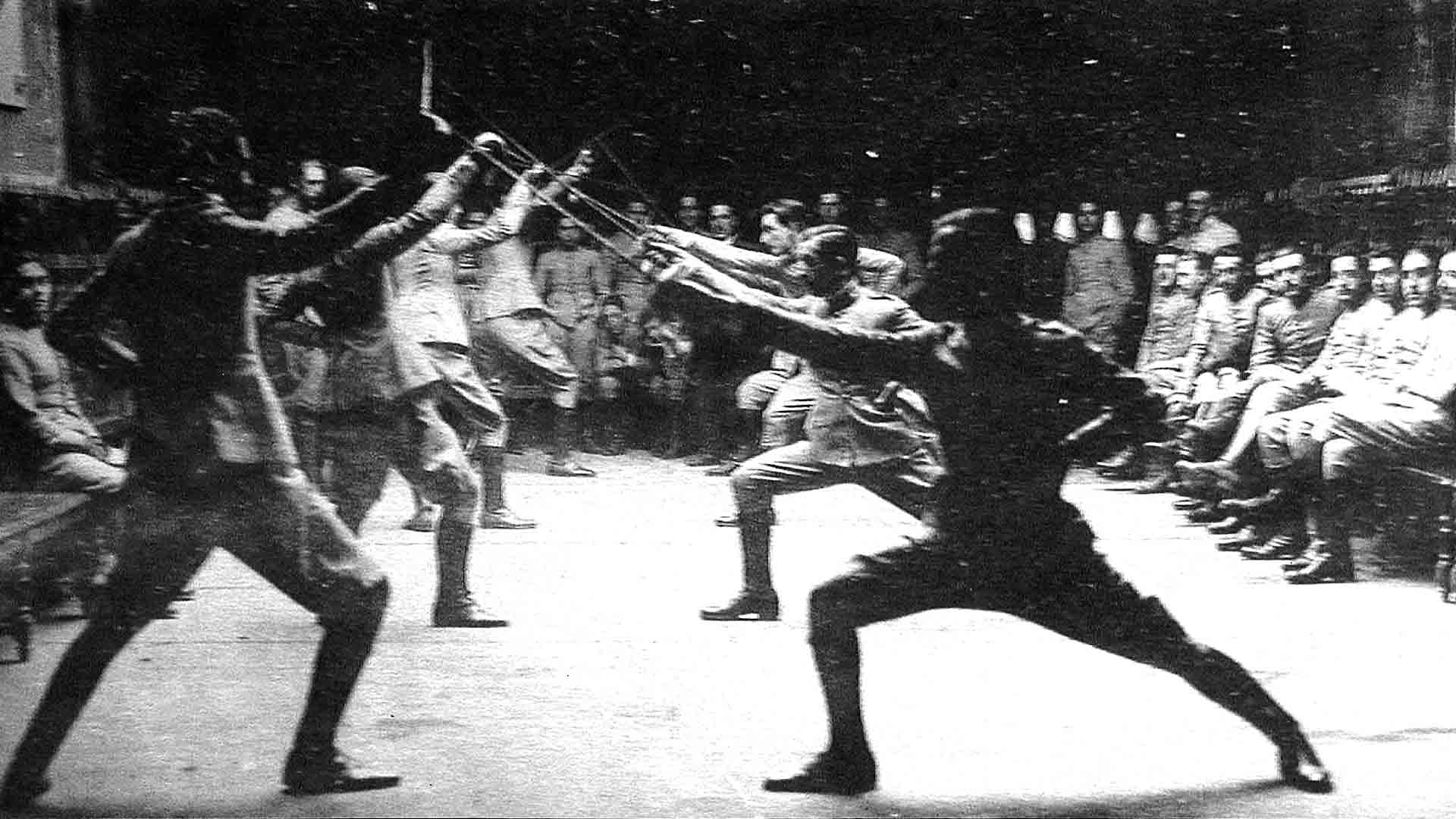 Lección de esgrima en la Academia de Artillería. Arch. Academia de Artillería.