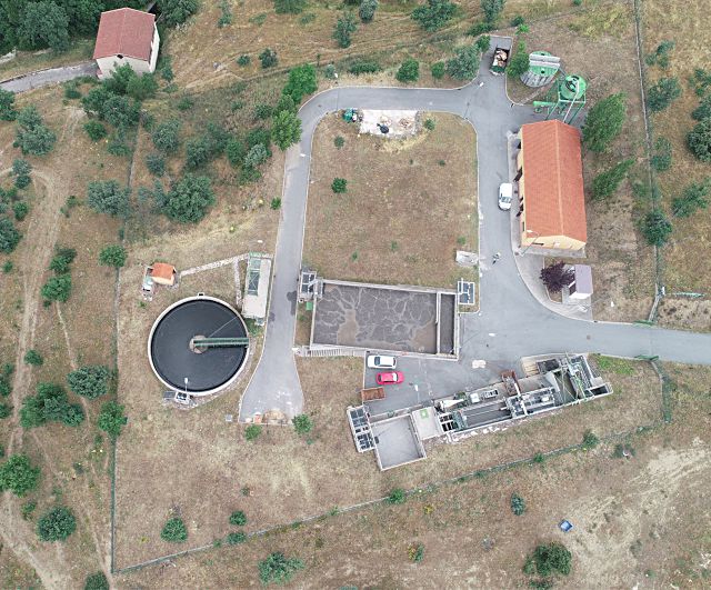 Vista aérea de la estación depuradora de Palazuelos de Eresma./ EL ADELANTADO