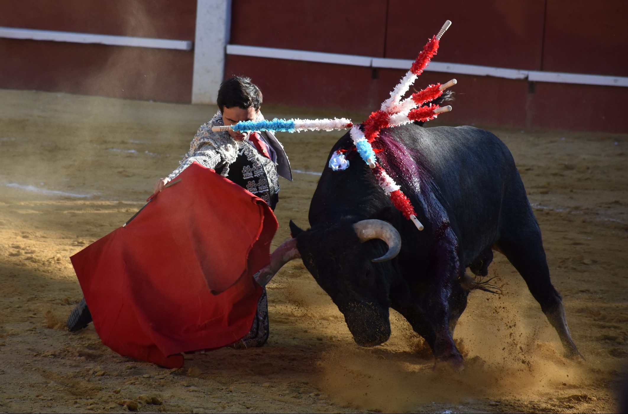 El colombiano Juan de Castilla, de rodillas en Cuéllar. / A.M.