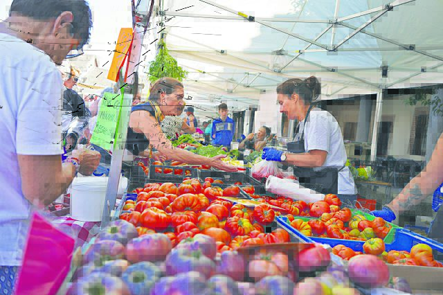 Uno de los puestos de tomates durante la edición de la feria en 2022. / E. A.