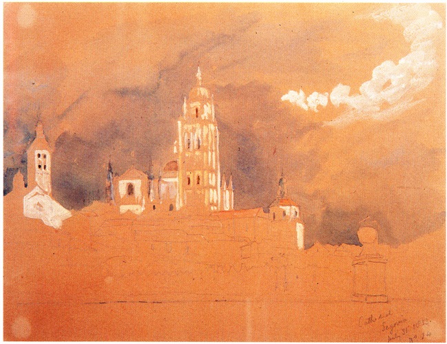 Apunte de Edridge de 1833 que puede visitarse en el Museo del Torreón de Lozoya. / E. A.