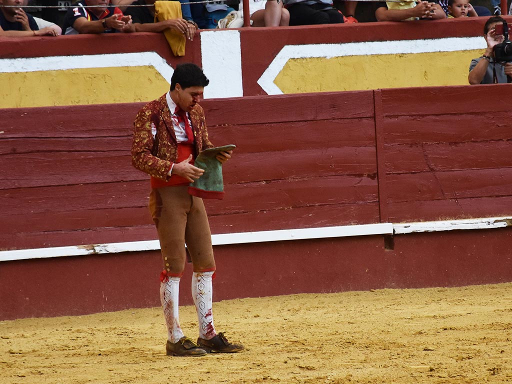 Los forcados, ídolos a pecho descubierto 3 José María Caeiro, tras realizar una pega en Cuéllar. / A.M.