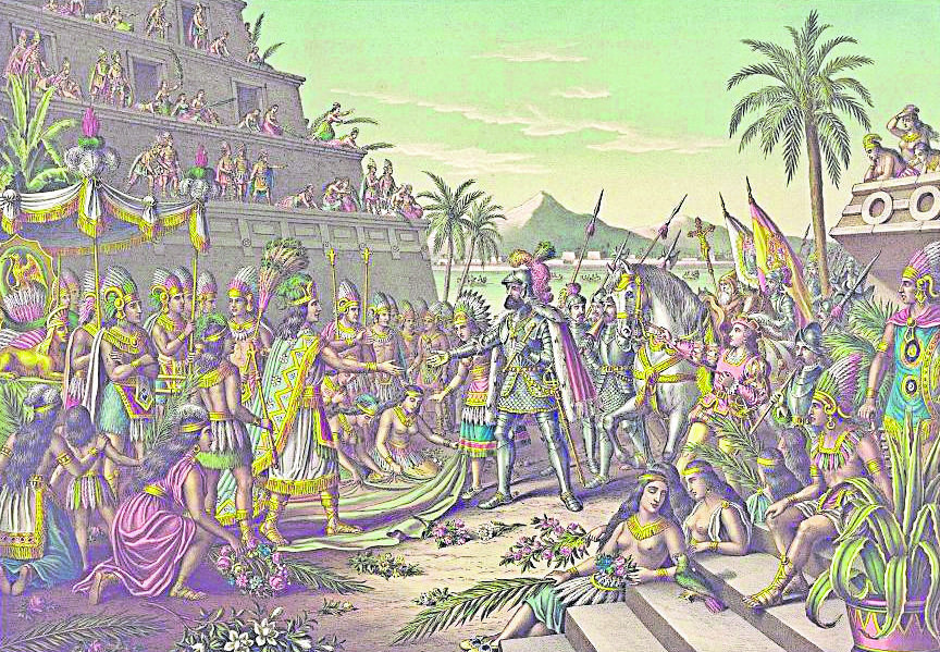 Carmen Espinosa: “La evangelización en América no fue tanto un asunto religioso como una cuestión política” 2 Mural de La entrada de Cortés en Tenochtitlán.