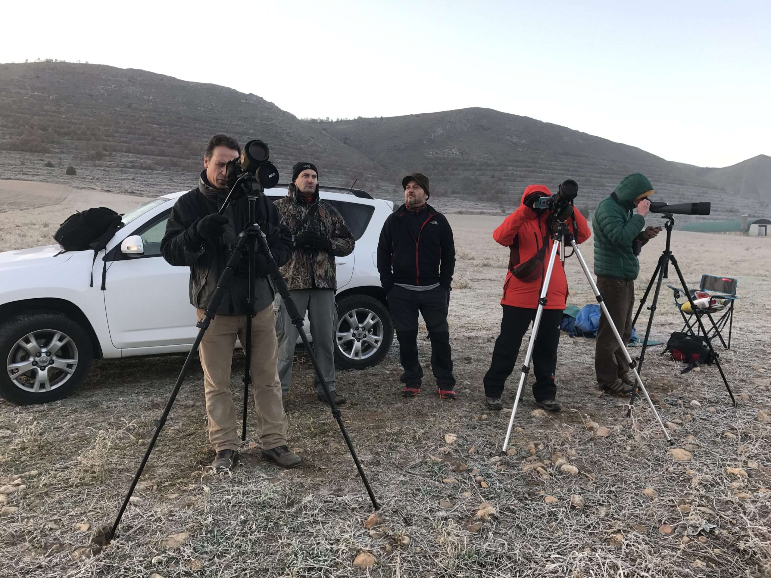 Ornitólogos avistando aves el año pasado.