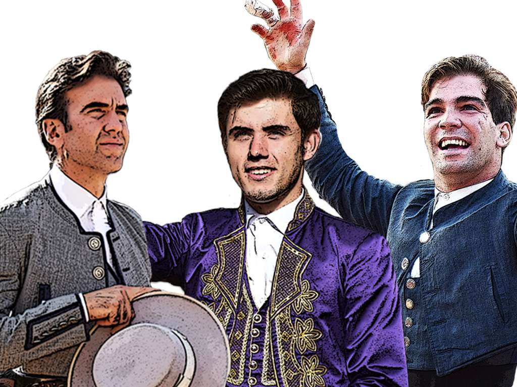 Los rejoneadores Sergio Galán, Guillermo Hermoso de Mendoza y Sebastián Fernández. / A.M.
