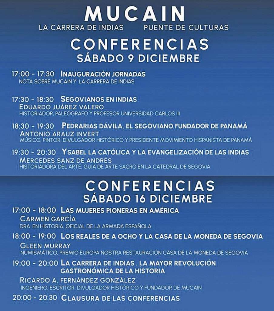 Programa de las conferencias de la exposición 'La Carrera de Indias, puente de culturas'.