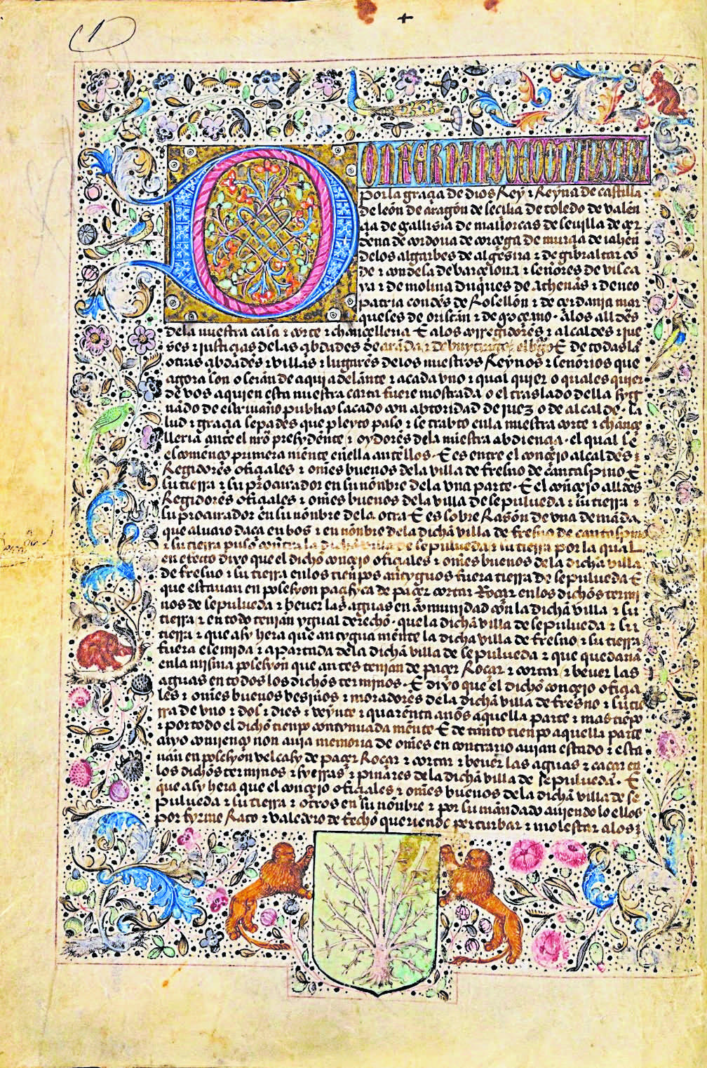 Ejecutoria restaurada de los Reyes Católicos 1489