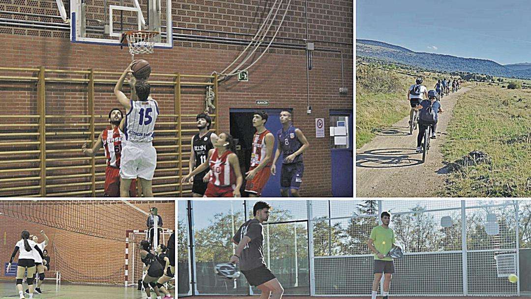 Foto 1: Encuentro de baloncesto SEED 2024; Fotos 2: Salida E-Bike Sierra Segovia-La Granja durante la SEED 2024; Foto 3: Final del Trofeo Rector 23-24- F. Edu VS F. CC Sociales; Foto 4: Final del Trofeo Rector 23-24. / Servicio de Deportes de la UVa