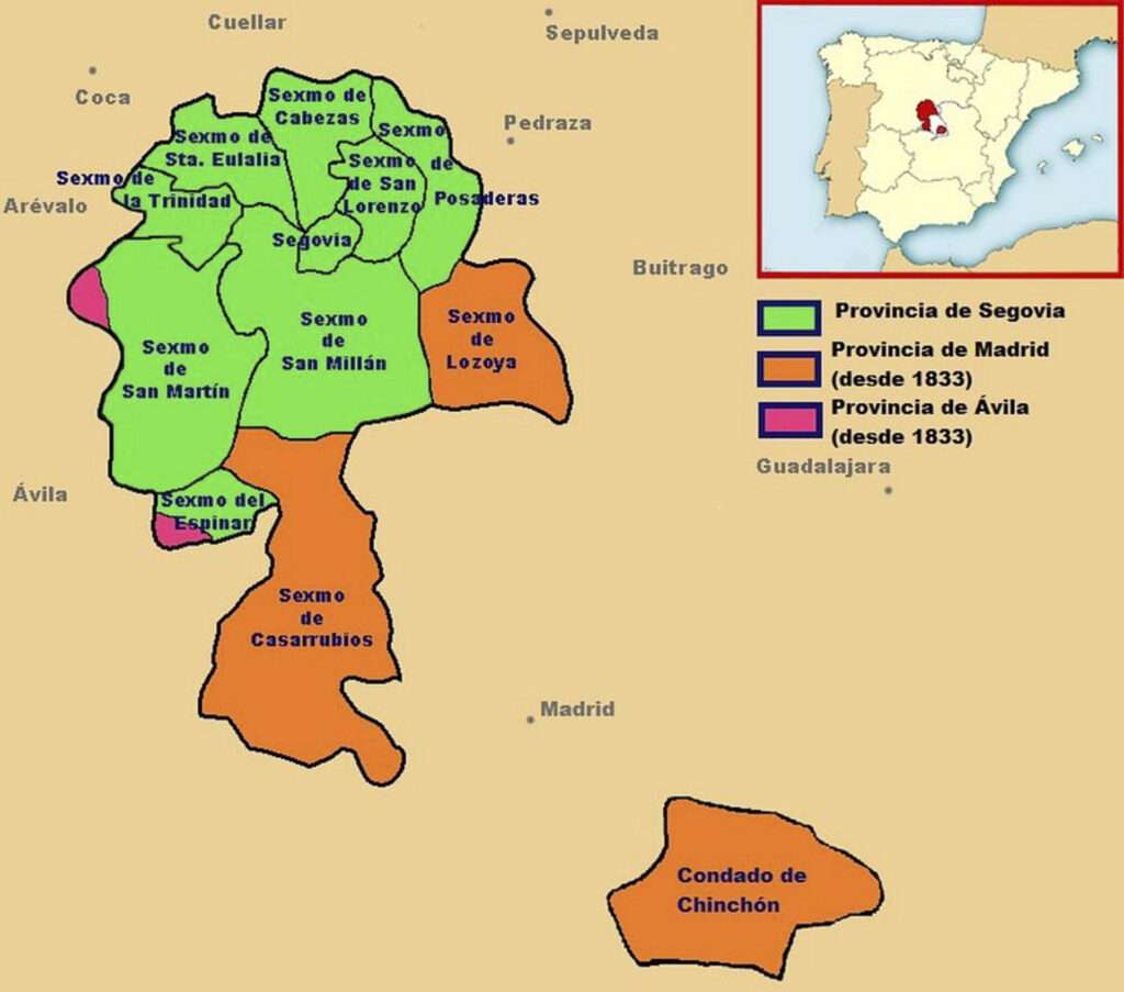Mapa de la Comunidad de Ciudad y Tierra de Segovia Mapa de la Comunidad de Ciudad y Tierra de Segovia