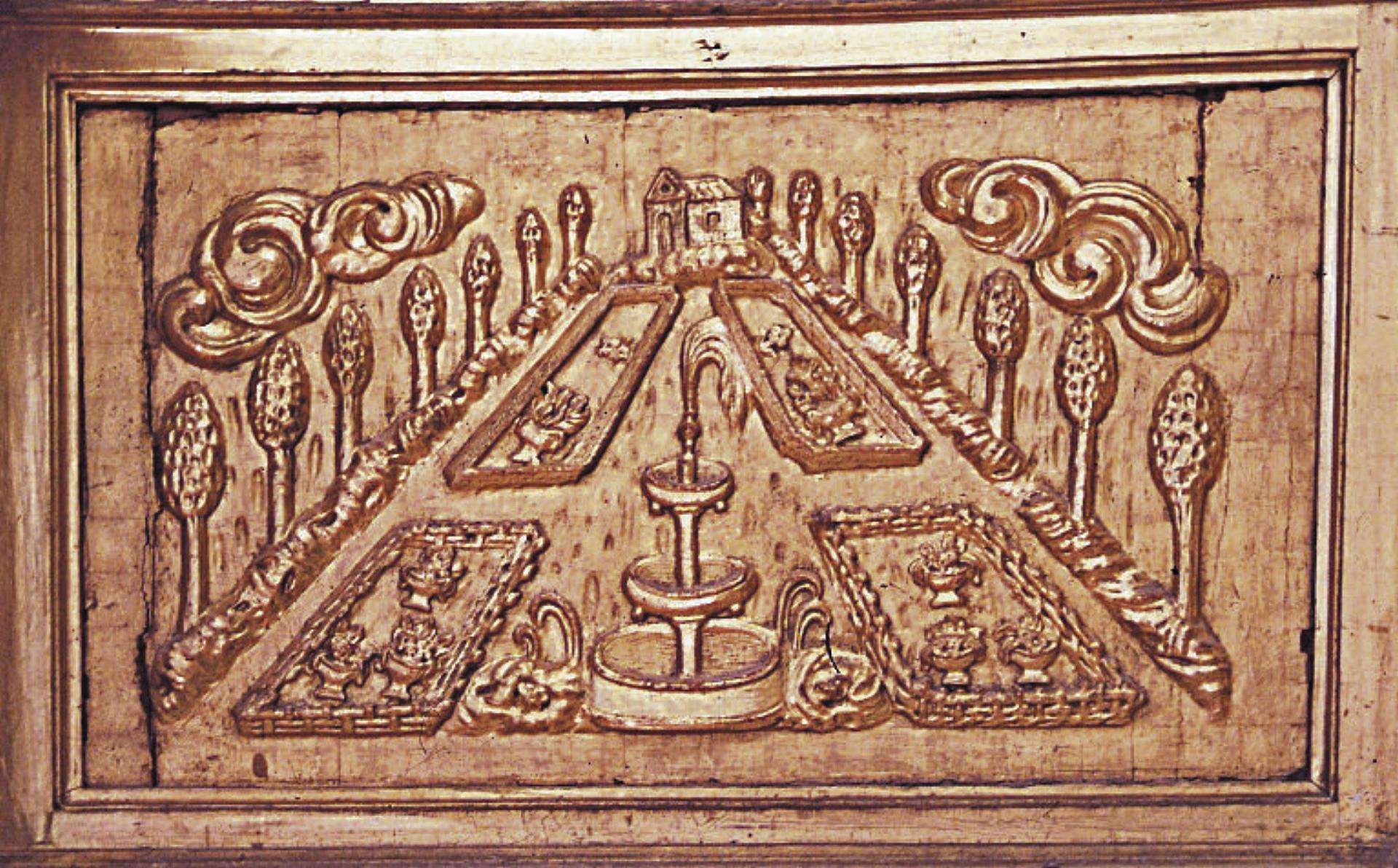 Jardín barroco. Madera tallada y dorada. Madres Dominicas. / JMS