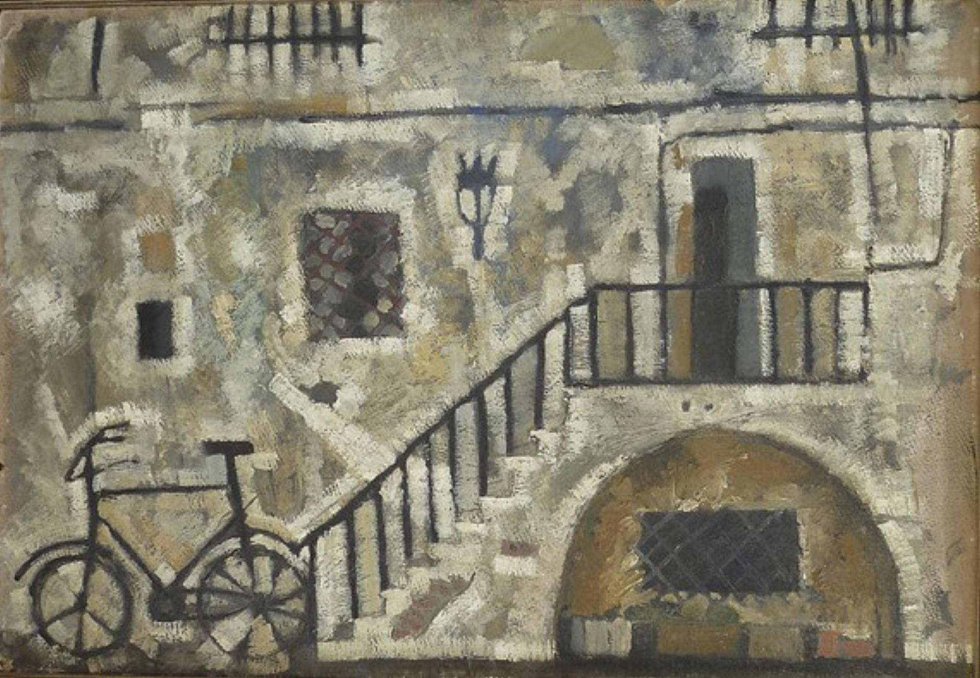 Anónimo. Bajada al jardín de la Residencia. Óleo/l. Col. Academia de San Quirce.